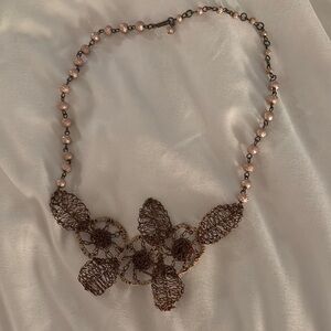 Elegant Handmade Brown Floral Necklace